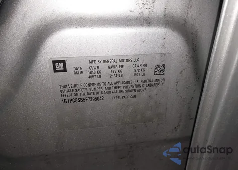 2015 Chevrolet Cruze 1Lt Auto z USA, uszkodzony, nr VIN 1G1PC5SB5F7295042